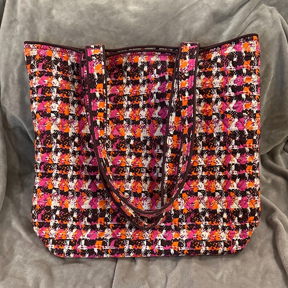 Vera Bradley Colorful Houndstooth Tweed Checkered Tote Retired